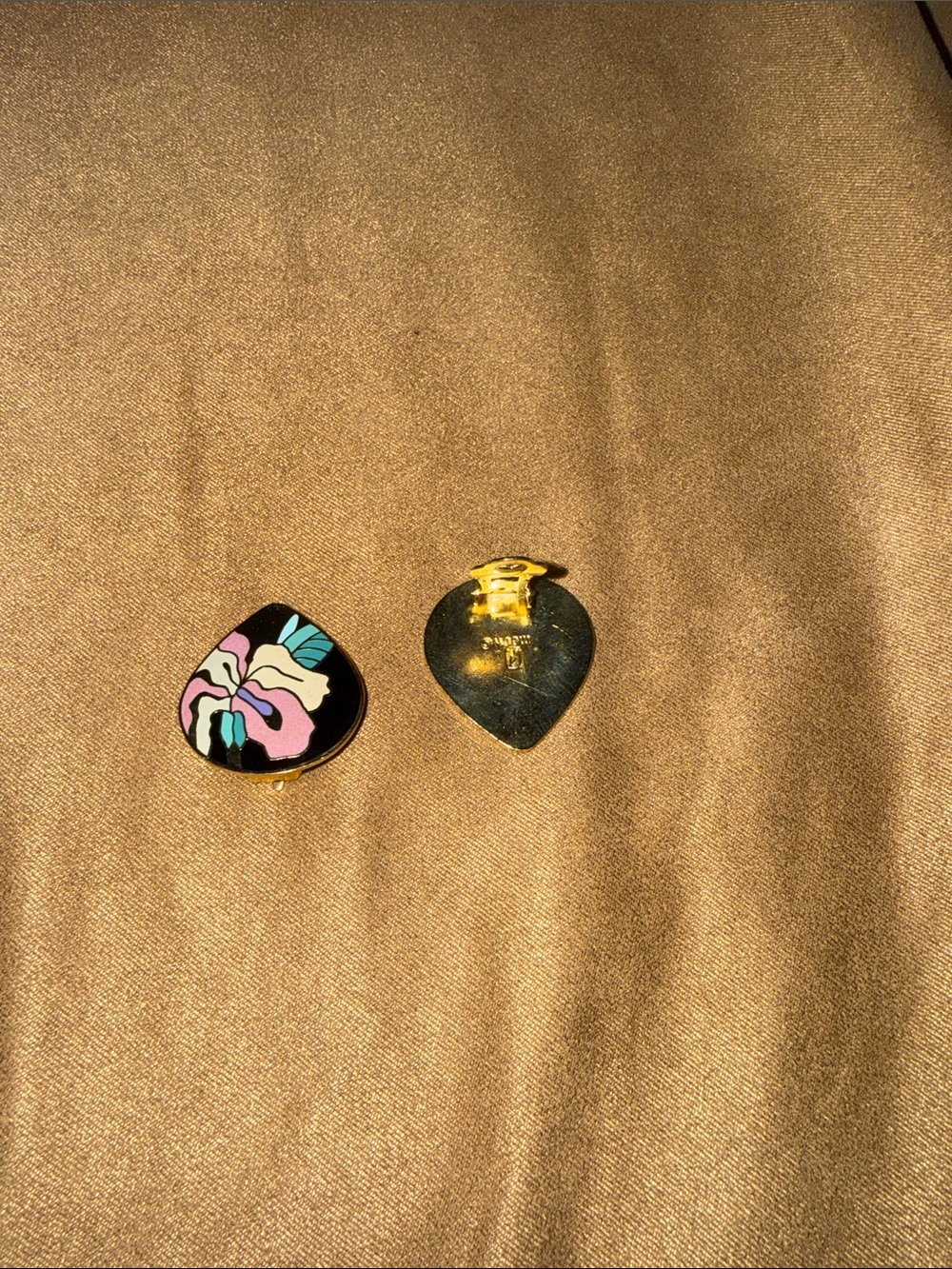 Tear drop- Shaped Enamel Clip-On Earrings in Black and Pastel Colors
